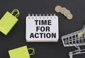 Time for action - concept of text on sticky note. Royalty Free Stock Photo