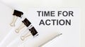 TIME FOR ACTION written on a white page Royalty Free Stock Photo