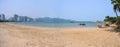 Panorama landscape photo: buildings along Nha Trang beach.