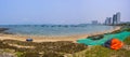 Panorama landscape photo: buildings along Nha Trang beach.