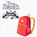 Time Back to School Poster Rucksack on Leaflet Royalty Free Stock Photo
