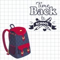 Time Back to School Poster Rucksack on Leaflet Royalty Free Stock Photo