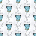 Time back to school seamless pattern with alarm Royalty Free Stock Photo