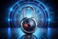 Time-Based Encryption Lock with Digital Timer and Frustrated Hacker Royalty Free Stock Photo