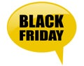 Time for black friday sale! Yellow speech bubble isolated. Vector icon. Royalty Free Stock Photo