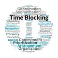 Time Blocking Word Cloud. Essential topics for mastering planning, focus, and time management. Ideal for productivity strategies,