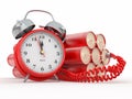 Time bomb with alarm clock detonator. Dynamit