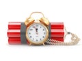 Time bomb with alarm clock detonator. Dynamit