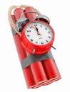 Time bomb with alarm clock detonator. Dynamit. 3d Royalty Free Stock Photo