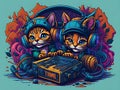 time bomb, centered, isometric, t-shirt art ready to print highly detailed colourful graffiti illustration of Kittens