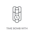 Time Bomb with Clock linear icon. Modern outline Time Bomb with