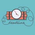 Time bomb with wire as deadline words. Royalty Free Stock Photo