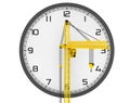 Time Building Concept. Hoisting Crane with Modern Clock Royalty Free Stock Photo