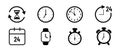 Time And Calendar Icons Set - Different Vector Illustrations - Isolated On White Background Royalty Free Stock Photo