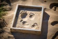 A time capsule in the form of footprints.. AI generation