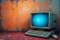 A Time Capsule of Technology Rusty Vintage Computer on a Weathered Desktop a Glimpse into the Past