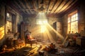 A Time Capsule Unveiled Exploring the Dusty Interiors of a Forgotten Victorian Home A nostalgic glimpse into a Royalty Free Stock Photo