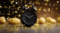 Time Celebration Golden Confetti Falling Alarm Clock Royalty Free Stock Photo