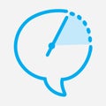 Time chat icon Interval from one hour to three is highlighted with a light blue hue and a dotted lineConcept