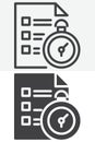 Time checklist line and solid vector icon set Royalty Free Stock Photo