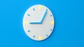 3d clock analog white on pastel blue background, modern minimal style for banner backlit hour