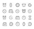 Time and clock, calendar, timer line icons. Vector linear icon set - stock vector