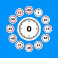 Time clock icon set flat design, vector illustration. Royalty Free Stock Photo