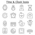 Time & Clock icon set in thin line style Royalty Free Stock Photo