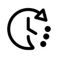 Time Clock Icon Vector. Style is contour symbol, black color, rounded angles, white background