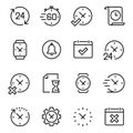 Time and clock icons, editable vector stroke