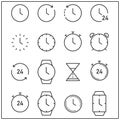 Time and clock icons, flat design, thin line style Royalty Free Stock Photo