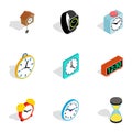 Time and clock icons, isometric 3d style Royalty Free Stock Photo