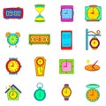 Time and Clock icons set, pop-art style Royalty Free Stock Photo
