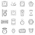 Time and Clock icons set vector outline Royalty Free Stock Photo