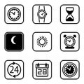 Time and Clock icons on white background.