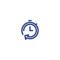 Time clock line icon set, fast delivery, quick service, working hours