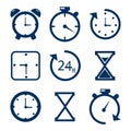 Time and clock line icons. Alarm and timer vector linear icon set. Isolated icon collection on white background. Royalty Free Stock Photo