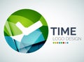 Time, clock logo design made of color pieces