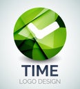 Time, clock logo design made of color pieces