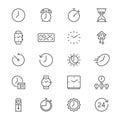 Time and clock thin icons