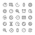 Time and clock vector related linear icons set. Icon set for websites and mobile phones white background. Time symbol Royalty Free Stock Photo