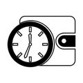 Time clock with wallet isolated icon Royalty Free Stock Photo