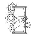 Time clock watch alarm cartoon in black and white Royalty Free Stock Photo