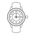 Time clock watch alarm cartoon in black and white Royalty Free Stock Photo