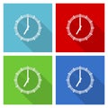 Time, clock, watch icon set, flat design vector illustration in eps 10 for webdesign and mobile applications in four color options Royalty Free Stock Photo