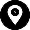 Time, clock, watch map pin in black circle icon. Concept of UI design elements. Digital countdown app, user interface kit, mobile Royalty Free Stock Photo