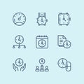 Outline Set of time, clock, watch, timer vector simple outline icons for web and mobile design pack 4 Royalty Free Stock Photo