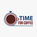 Time for coffee logo or symbol for coffee shop. Coffee room sign