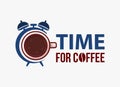 Time for coffee logo or symbol for coffee shop. Coffee room sign