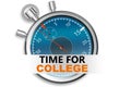 Time for college banner on stopwatch